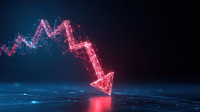 A striking visual depiction of a sharp economic downturn, symbolizing financial crisis with a dramatic descent. ..Created with Generative AI, not depicting real subjects.