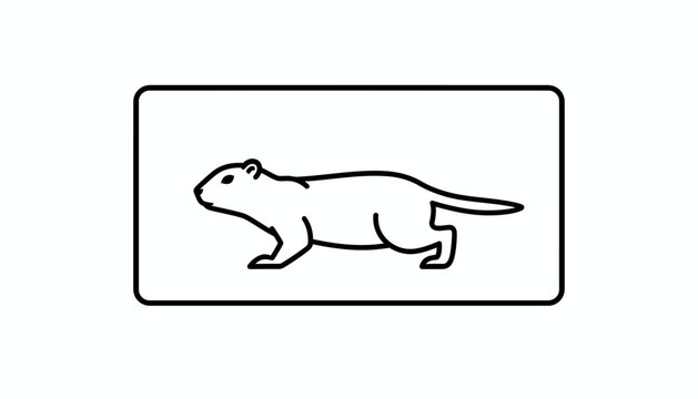 Minimalist Line Art Icon of a Groundhog or Marmot on a White Background
