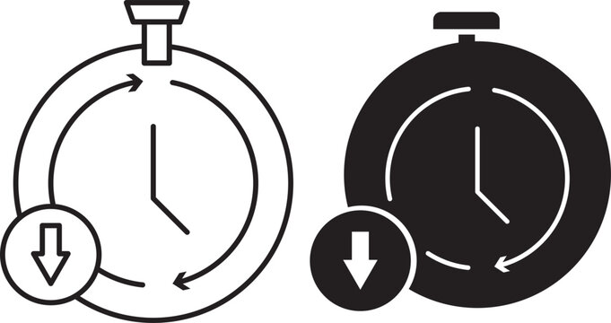 Down time icon set, professional server maintenance and system offline symbols, minimalist vector illustration. downtime graphic icon pack, system failure and service interruption symbols.
