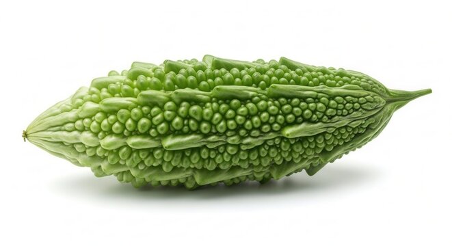 Distinctive Green Bitter Melon Vegetable Isolated on White Background