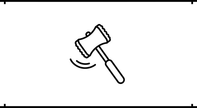 Essential kitchen tool line icon depicting a meat tenderizer for culinary preparations
