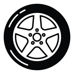 Obraz premium Black and white car tire wheel.