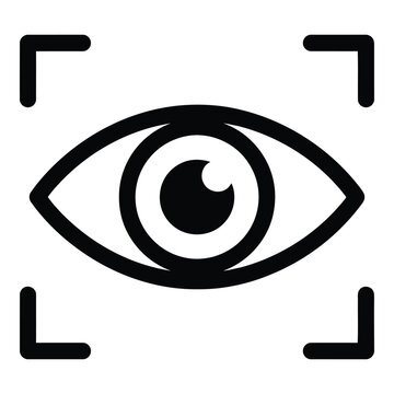 Black and white eye icon graphic.