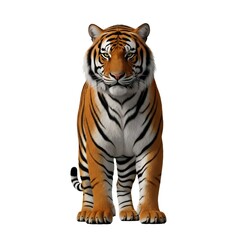 Obraz premium A majestic tiger standing on a plain white background