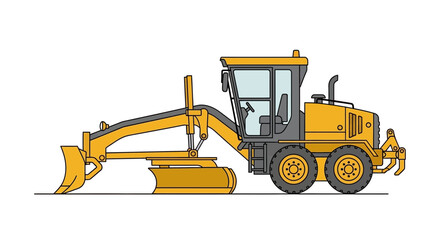 Obraz premium Modern Yellow Grader Machine Construction Equipment Isolated Illustration