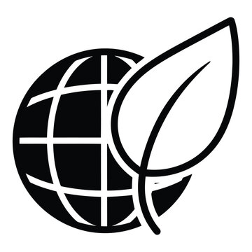 Earth Globe with Green Leaf Icon.