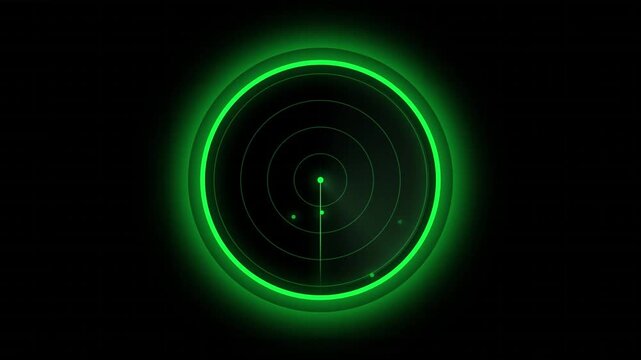 Modern Radar Screen with Red Scanning Line on Dark Background.