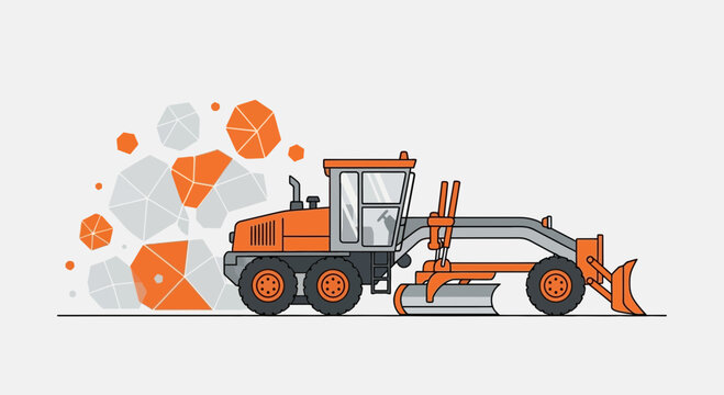 Orange Motor Grader Working on Site Creating Clean Lines