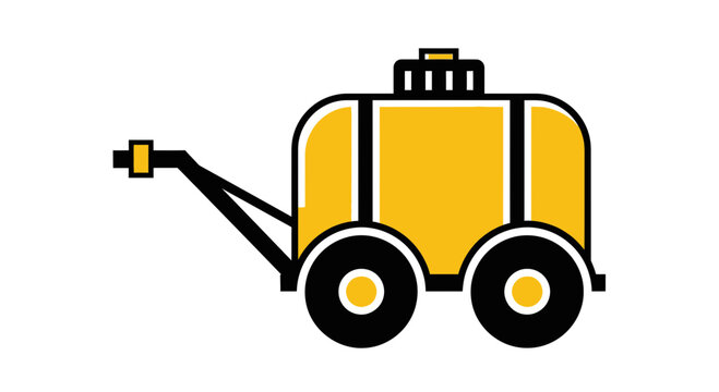 Towed Liquid Tanker Trailer Icon Vector Agriculture Farming Equipment