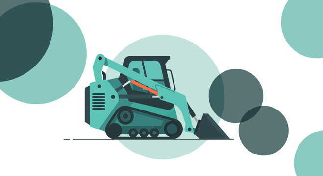 Turquoise Skid Steer Loader Machine With Abstract Circles