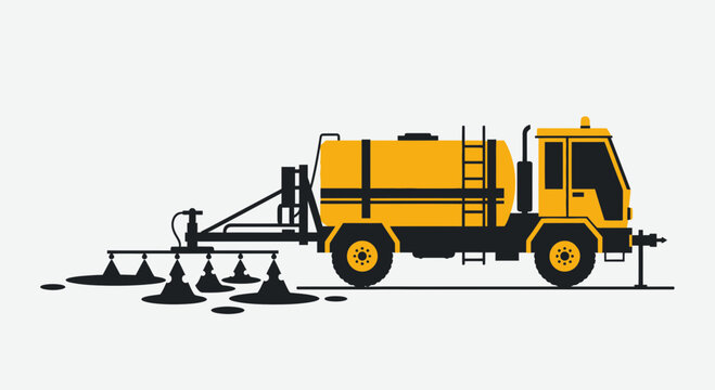 Road Maintenance Spray Truck Application Equipment Vector Graphic