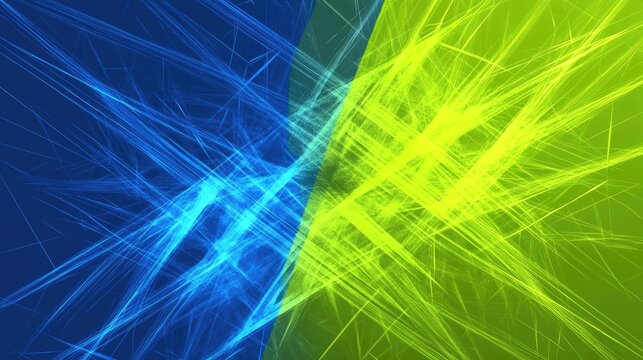 Vibrant Dichotomy: A Luminous Collision of Blue and Green Energy Streaks