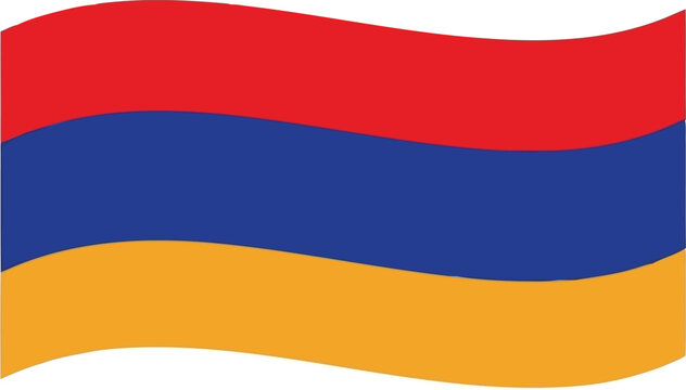 Waving National Flag of Armenia Official State Symbol With Red Blue and Orange Horizontal Stripes
