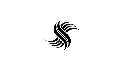 Obraz premium Abstract Black Swirl Logo on White Background - Modern Design Element