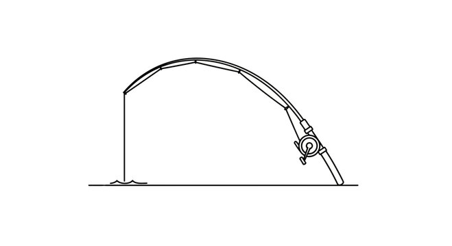 A dynamically bent fishing rod illustration signifying a successful catch or strong bite