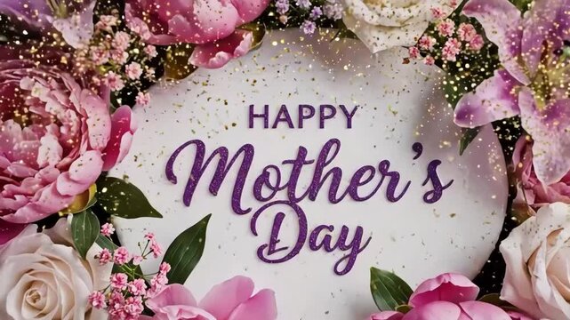 Happy mothers day floral arrangement on white background