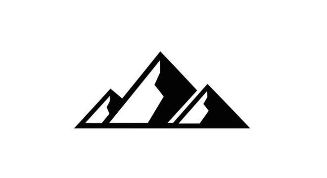Simple black silhouette of three mountain peaks on a white background.