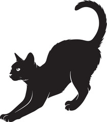 Black cat silhouette, feline vector icon, animal illustration, pet design element © 2025