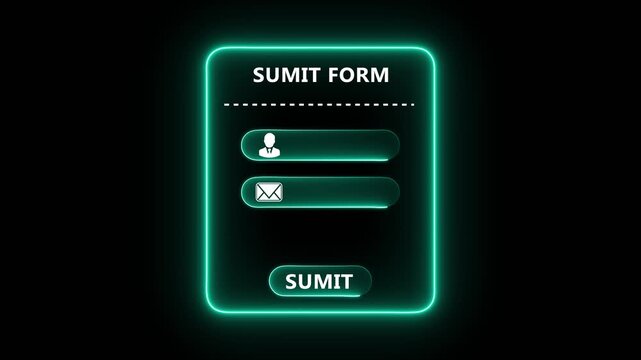 Submit form interface with user input fields and digital submission process for collecting data and managing online responses in modern systems 4k animation video