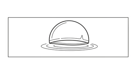Fototapeta premium Minimalist black and white vector art of a swim cap resting gently on a water surface creating