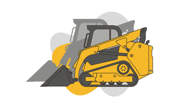 Yellow Bobcat Skid Steer Loader Vector Illustration Industrial Machine