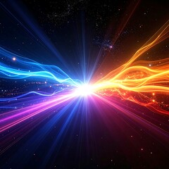 Obraz premium A vibrant, cosmic light explosion in space with colorful rays