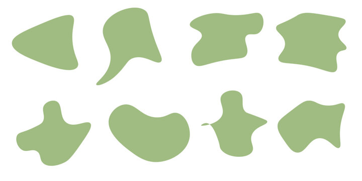 Blob shapes collection. Organic shapes green abstract fluid forms random blobs. Design elements isolated. Vector illustration