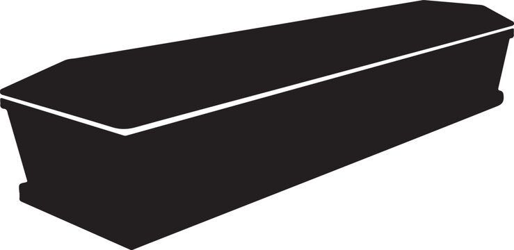 Coffin, black casket, funeral box, burial container, vector