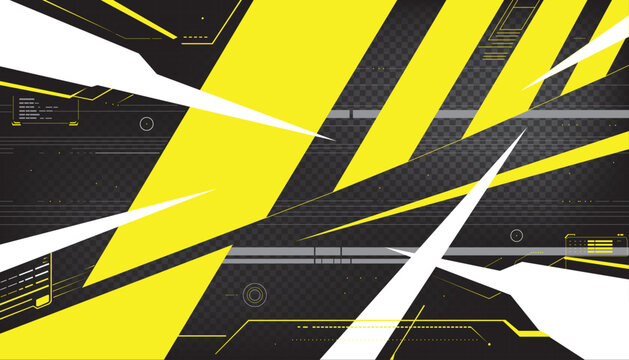Cyberpunk Abstract Geometric Background &ndash; Futuristic Yellow and Black Tech Vector