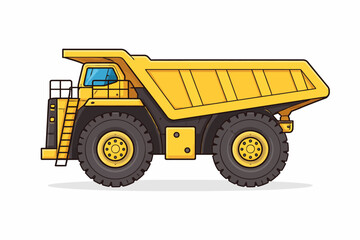 Heavy Duty Yellow Mining Dump Truck Vector Illustration Isolated on White Background © yusuf