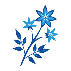 Fototapeta premium amsonia blue ice flower silhouette with branch on white background