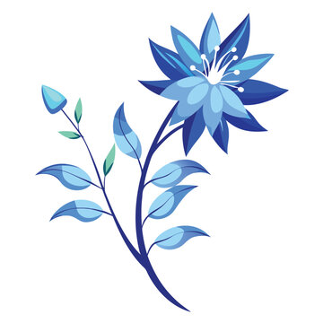 amsonia blue ice flower with branch on white background