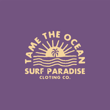 Vintage surf design template for surf club, surf shop, surf merch.
