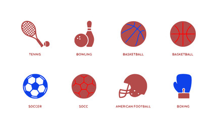 Fototapeta premium Vector icons of various sports items and accessories.