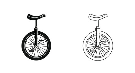 Two unicycle illustrations a black solid version and a white outline version © Siam Studio