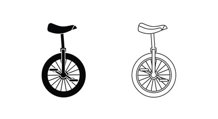Black and white illustration of two unicycle designs side by side © Siam Studio