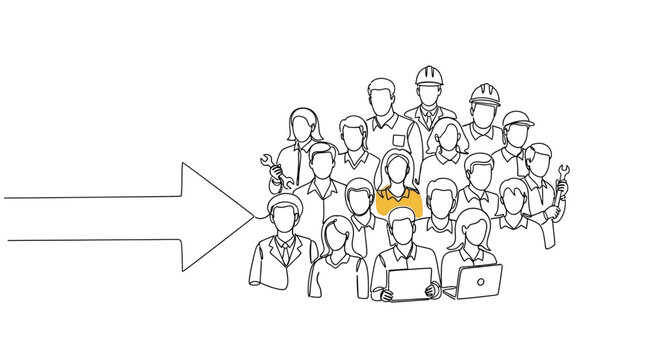 Diverse Teamwork: Arrow Pushing Forward a Group of Professionals with One Highlighted