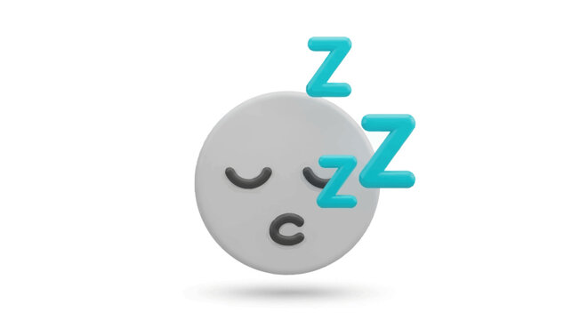 Sleeping Face Emoji Icon, Zzz Symbol, Rest and Sleep Concept, 3D Render
