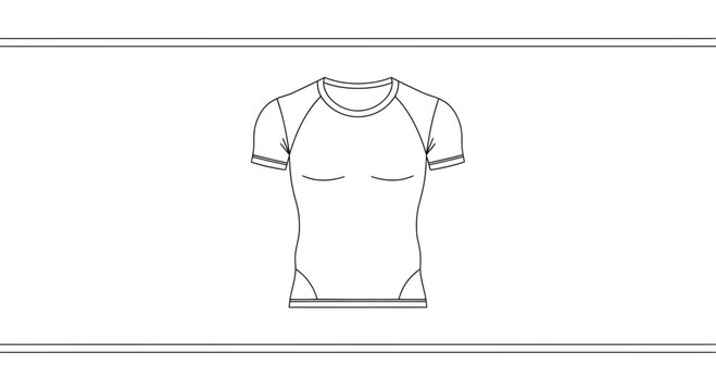 Flat sketch illustration of a men's athletic short-sleeve compression t-shirt vector