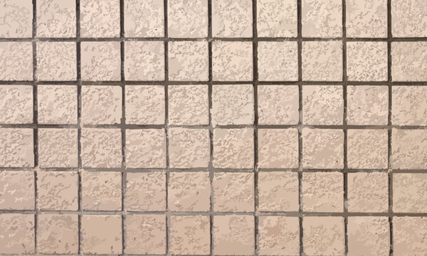 テラコッタ風スクエアタイルの壁面テクスチャ背景