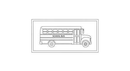 Fototapeta premium Detailed line art illustration of a classic American school bus, ready for students' daily commute