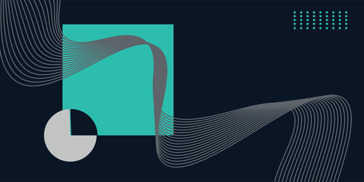 Geometric composition with square, circle and linear waves illustration design