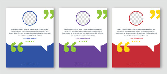 Fototapeta premium Client review social media post template with quote bubble design and modern testimonial card vector