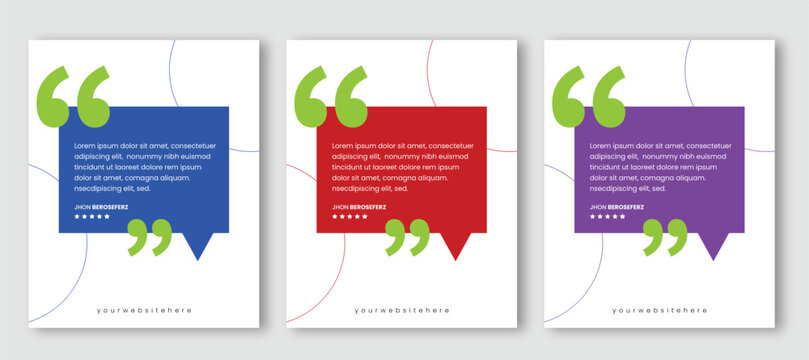 Quote social media post template vector. Testimonial banner design with modern speech bubble layout and star rating.