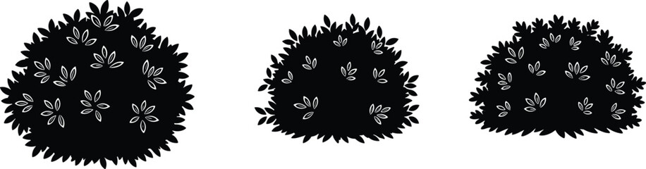 flower, bush, silhouette, floral, shrub, plant, nature, botanical, foliage, garden, decorative, isolated, black, vector, clipart, design, wild, outdoor, element, ornament © Amatullah Nasrin