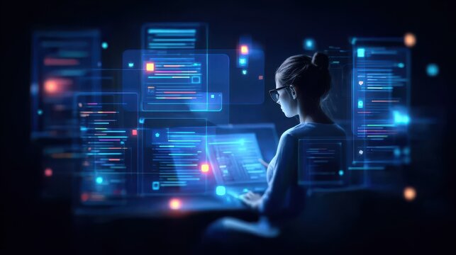 A student undergoes a digital assessment for her final exam to see the result and earn a certificate with a high mark after a review of the report.