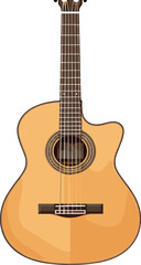 Obraz premium Acoustic Guitar Illustration with Wooden Body and Strings on Black Background for Music Lessons Concert Posters and Musical Instrument Design Concepts
