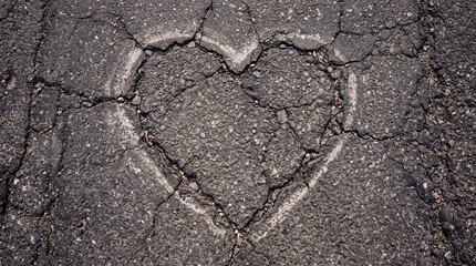 Obraz premium Heart Shape Formed in Cracked Asphalt Texture Background