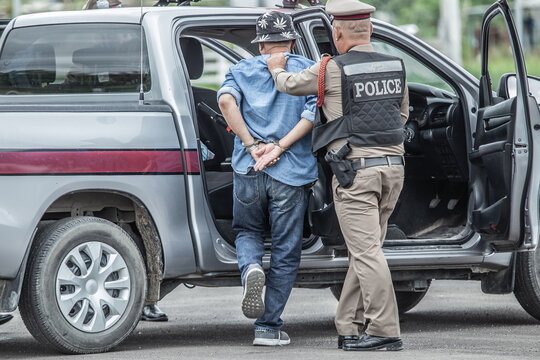 police helped to catch the guilty and lock the handcuffs,arrested.