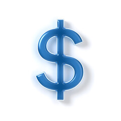 Obraz premium Neon dollar symbol 3D object on white plain background, glowing currency sign with smooth modern lines and futuristic style